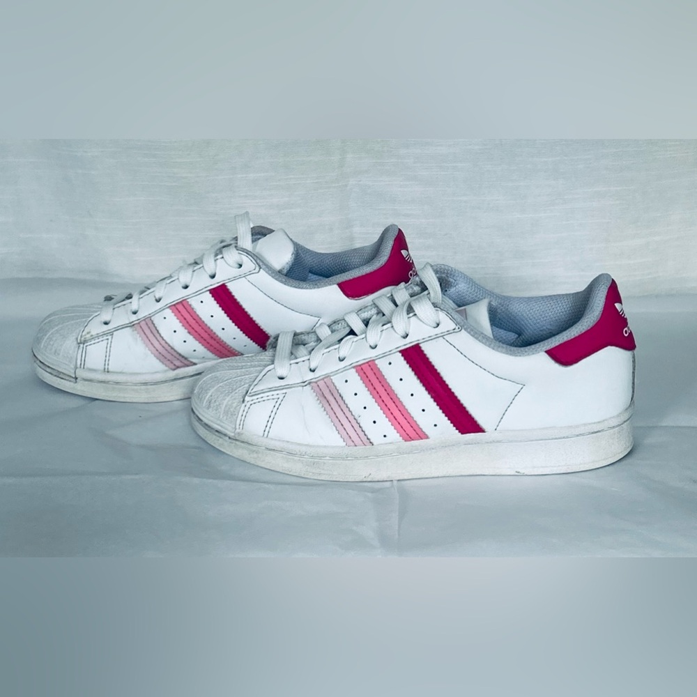 Adidas SuperStar J Kids White Pink Bliss Sport Sneakers with Gradient Color